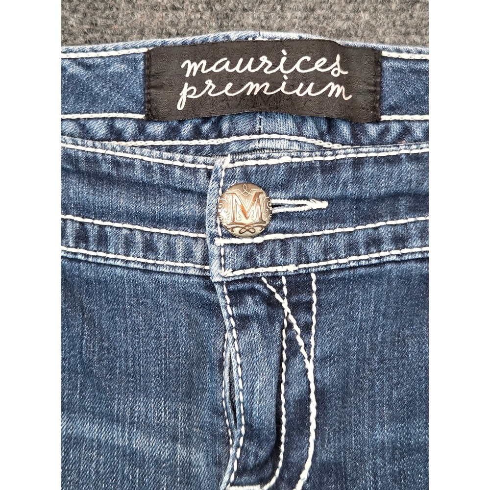 Maurices Premium Bootcut Jeans Womens 18 Long Blue Embellished Pockets - Picture 2 of 9
